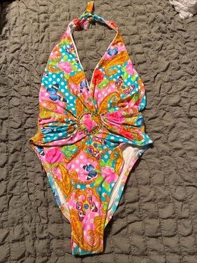 Luli fama ladies she’s cute one piece swim suit size large new